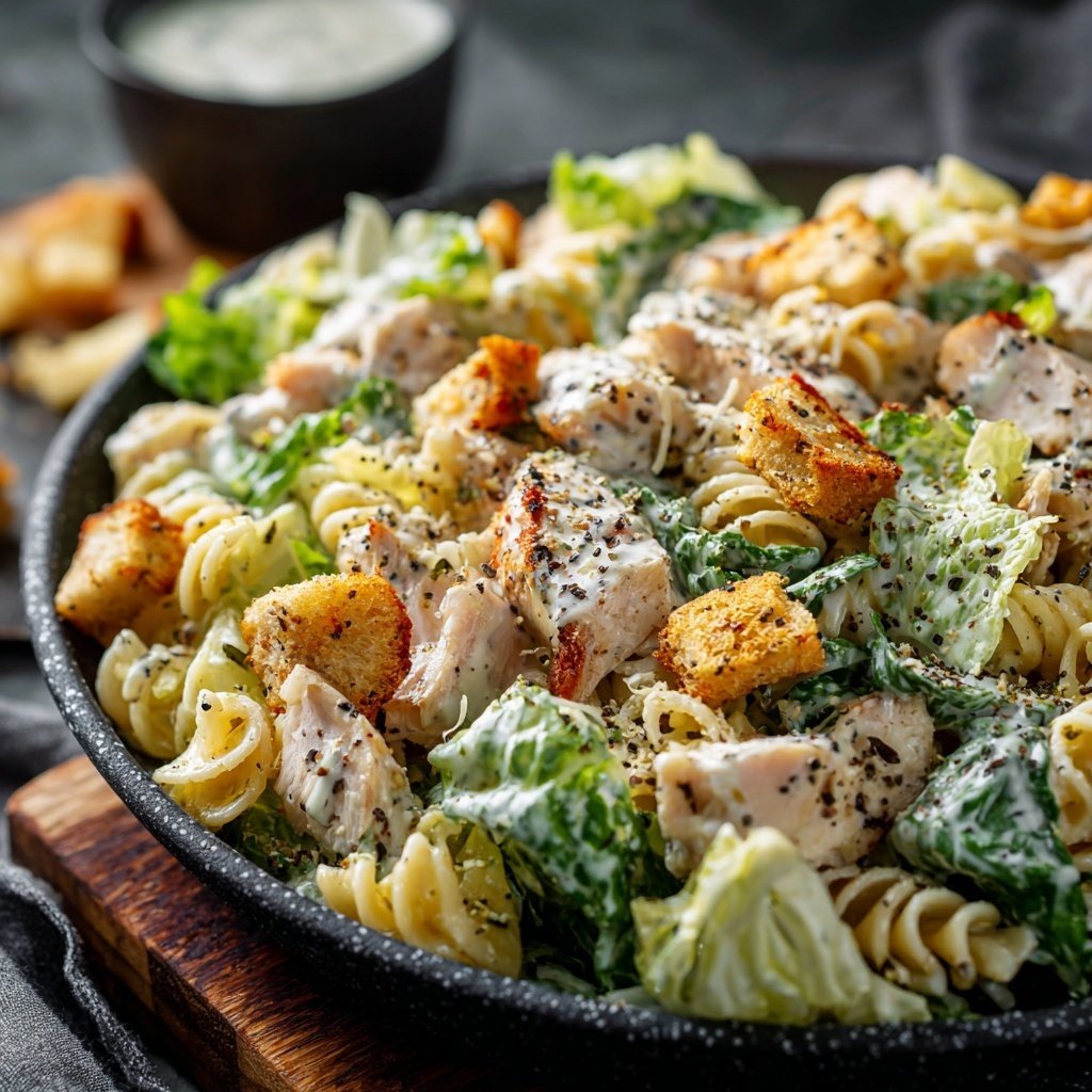 Healthy Chicken Caesar Pasta Salad