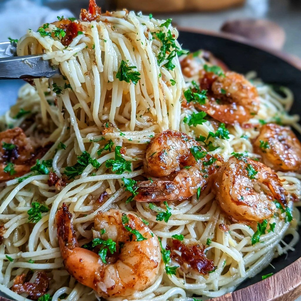 Angel Hair Pasta With Garlic Butter Shrimp