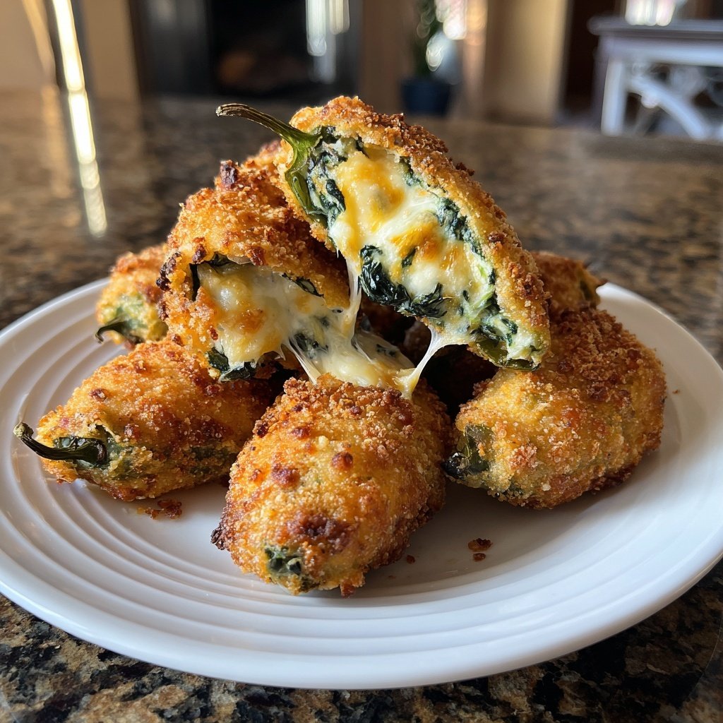 Jalapeno Poppers with Spinach Filling
