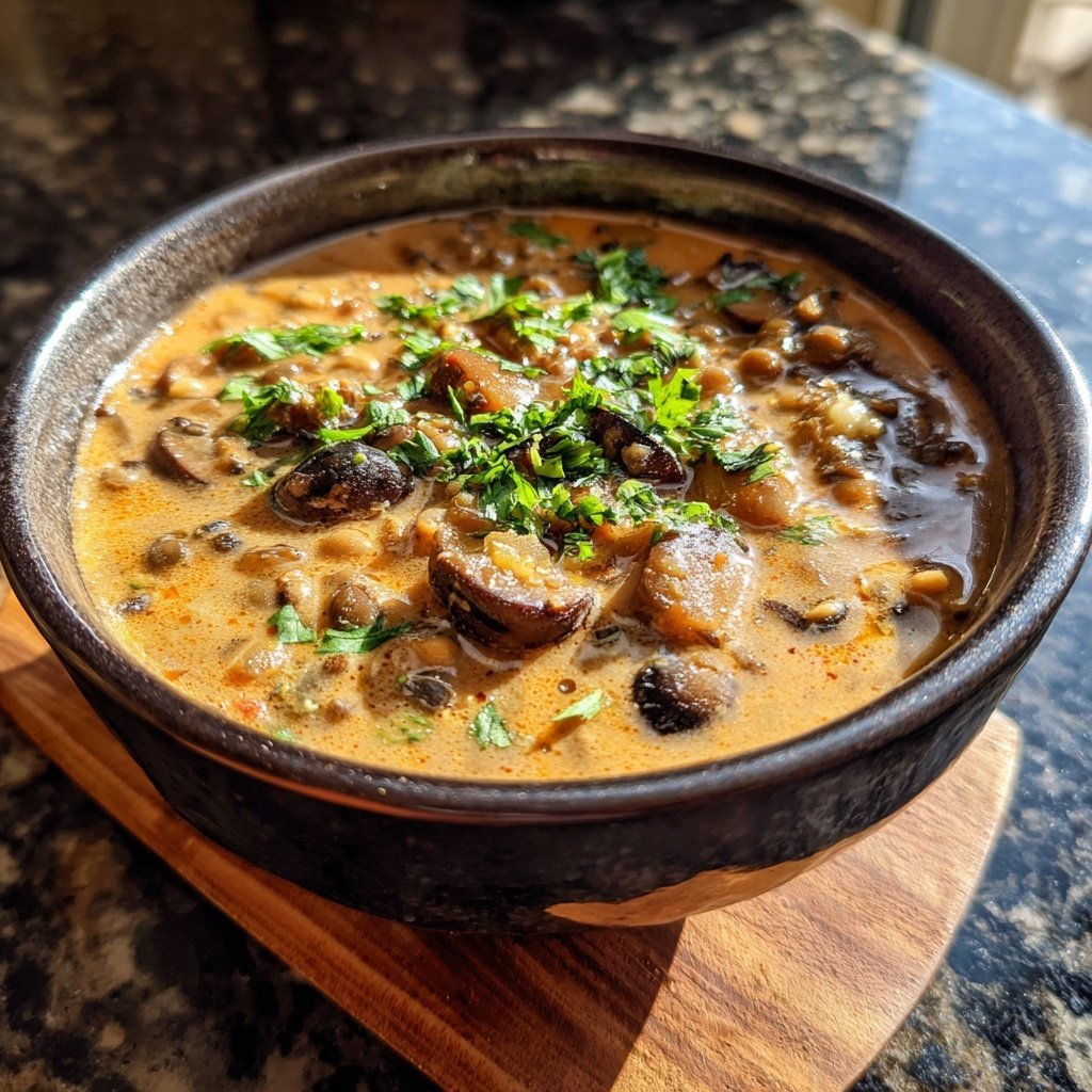 Creamy Mushroom Lentil Stew