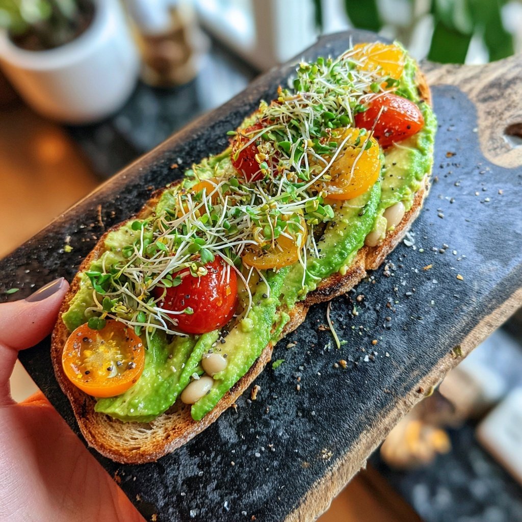 Healthy Lunch Avocado White Bean Toast