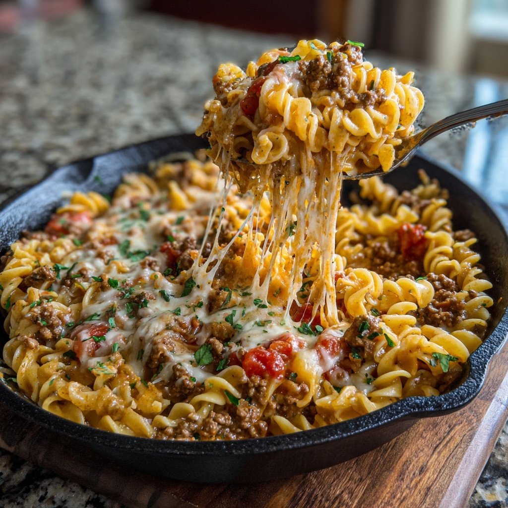 Ground Beef And Noodle Skillet