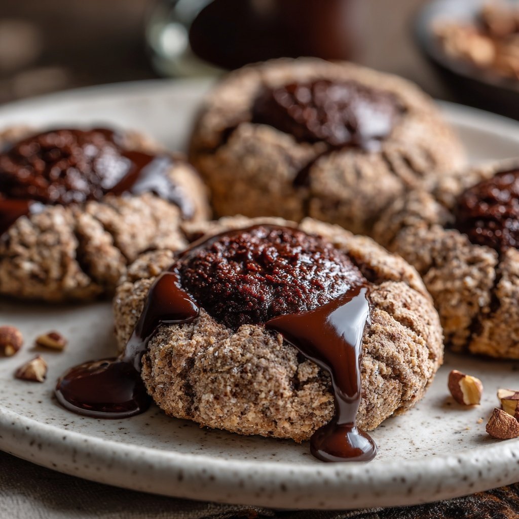 Chocolate Hazelnut Thumbprint Cookies