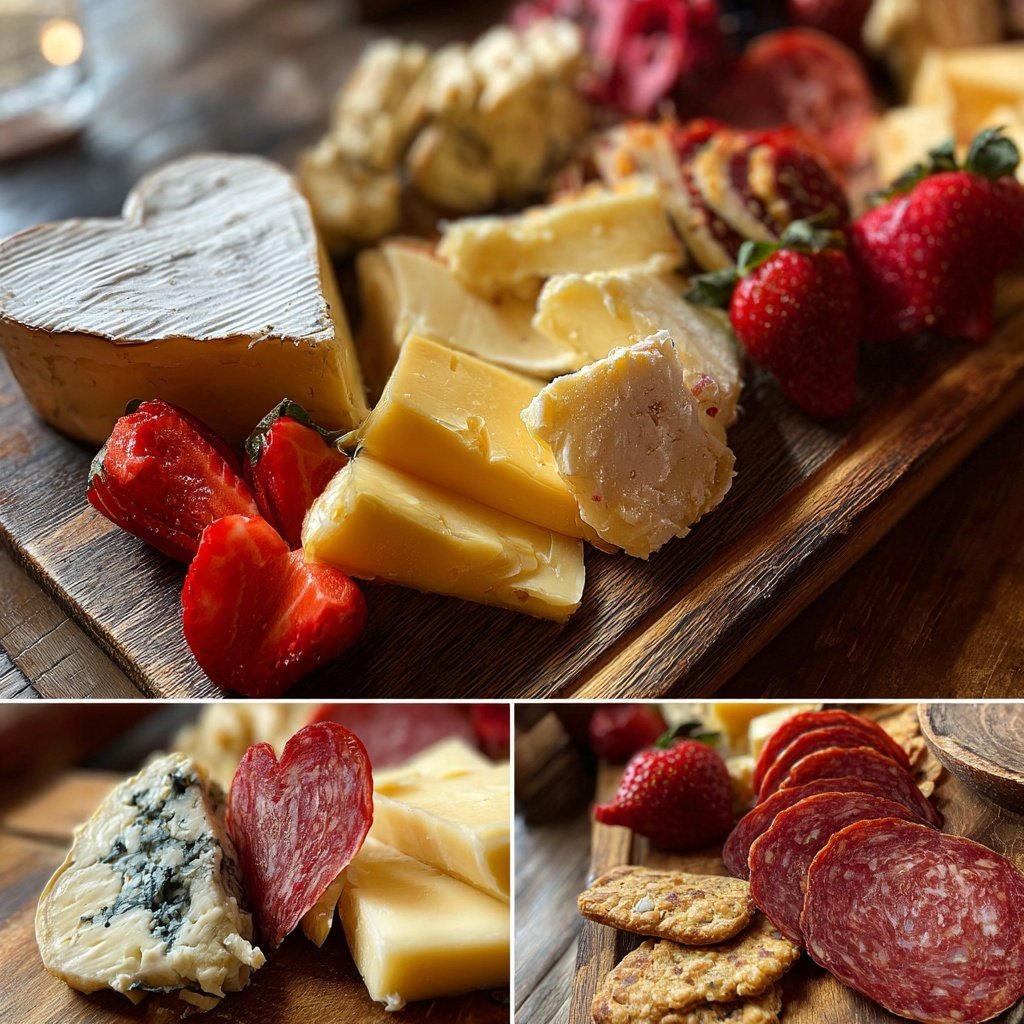 Valentines Charcuterie Board with Cheese and Fruit