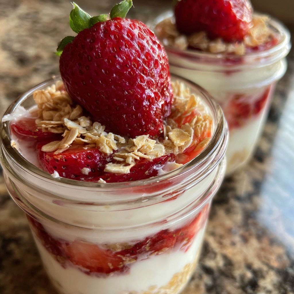 Strawberry Yogurt Oatmeal Jars