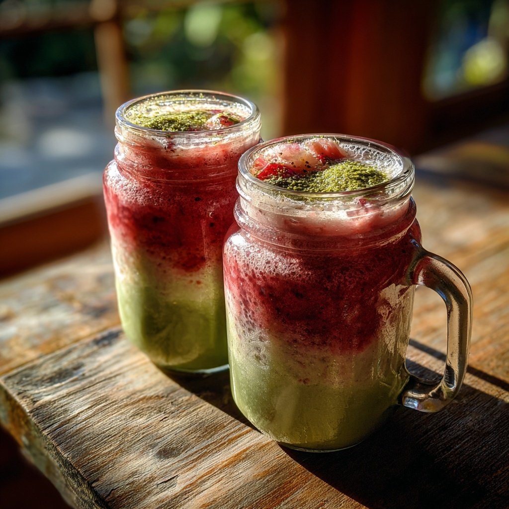 Homemade Strawberry Matcha Drink